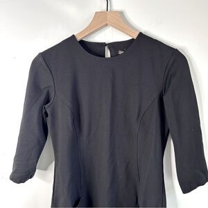 J. McLaughlin Black Sheath Dress 3/4 Sleeve Crew Neck